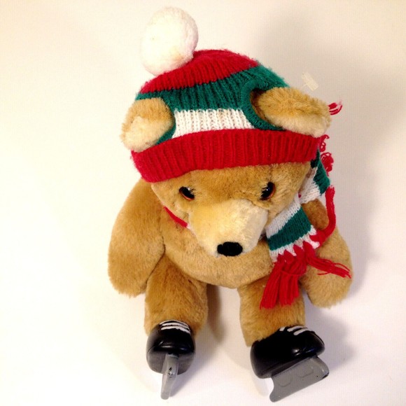 Vintage Dakin Ker-Plunk Holiday Ice Skating 9" Teddy Bear 1986 - Picture 7 of 11